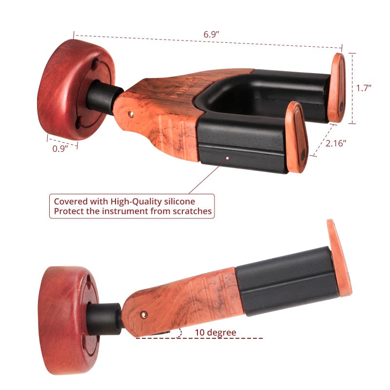 PUNK Guitar Wall Mount Guitar Hanger,Guitar Hook Guitar Stand,Auto Lock Guitar Wall Hanger,for Acoustic,Electric,Classical,Bass -2-pcs - Image 3